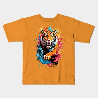 Color Splash Fierce Tiger Design Kids T-Shirt